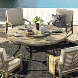 PEAKHOME Azur Patio Aluminum Round 60" Dining Table With Removable Lazy Susan for 6 Person