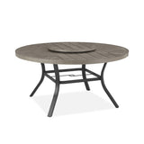 PEAKHOME Azur Patio Aluminum Round 60" Dining Table With Removable Lazy Susan for 6 Person
