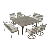 PEAKHOME Azur Outdoor Square Dining Table Set For 8-Person With Sunbrella® Cushions