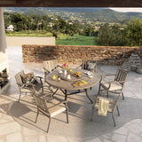 Azur Patio Round 60" Dining Set With Removable Lazy Susan And Sunbrella® Cushions
