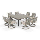 PEAKHOME Azur Outdoor 8 Person Square Dining Set with Sunbrella® Cushions