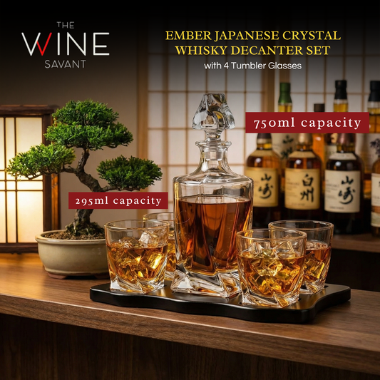 Italian Crafted Crystal 5 Piece European Style Wine, 855ml