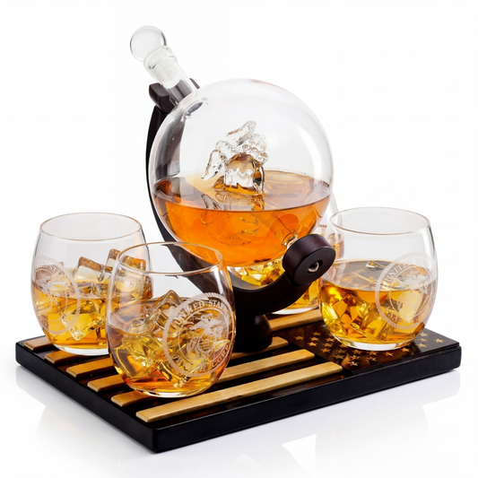 Marine Decanter Set With 4 Whiskey Glasses 1000ml