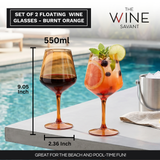 Floating Wine Glasses for Pool - Set of 2-18 OZ (Burnt Orange)