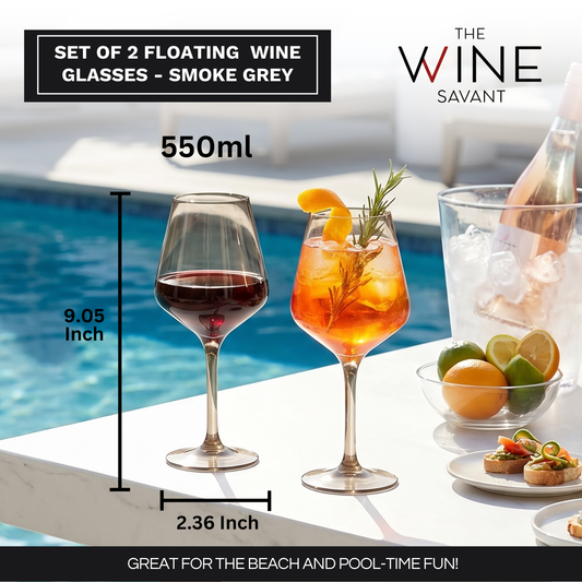 Floating Wine Glasses for Pool - Set of 2-18 OZ (Smoke)