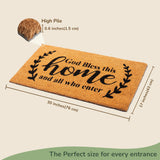 God Bless This Home Coir Doormat - 17x30" Beige/Black