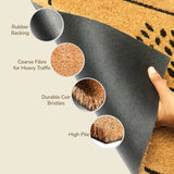 Beige/Black Coir Doormat with Tree Print & Border - 17x30"