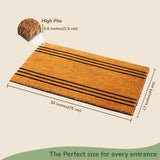 Beige Coir Doormat with Stripes – 17x30" Basic Plain