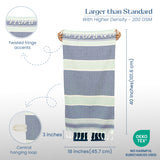 Blue & Gray Turkish Cotton Towels Set of 2, 18"x40"