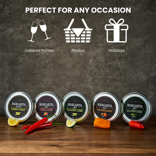 5-Pack Premium Margarita & Cocktail Flavored Salt Rimmer, Variety Set 3.5oz