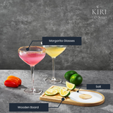 Margarita Glass, Salt & Board Gift Set - Includes 2 Ribbed 12oz