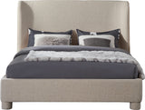Penny Polyester Fabric Queen Bed - Elegant Curved Headboard for a Luxurious Bedroom Upgrade