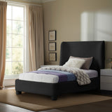Penny Twin Bed - Elegant Upholstered Bed with Curved Headboard for Stylish Bedroom Decor Upgrade