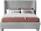 Penny Polyester Fabric Queen Bed - Elegant Curved Headboard for a Luxurious Bedroom Upgrade
