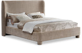 Penny Polyester Fabric Queen Bed - Elegant Curved Headboard for a Luxurious Bedroom Upgrade