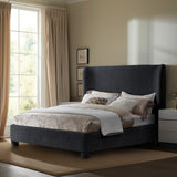 Penny Polyester Fabric Queen Bed - Elegant Curved Headboard for a Luxurious Bedroom Upgrade