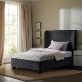 Penny Twin Bed - Elegant Upholstered Bed with Curved Headboard for Stylish Bedroom Decor Upgrade