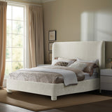 Penny Polyester Fabric Queen Bed - Elegant Curved Headboard for a Luxurious Bedroom Upgrade