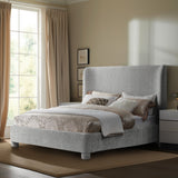 Penny King Bed - Elegant Upholstered Design with Curved Headboard for Luxurious Bedroom Makeover