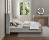 Penny Polyester Fabric Queen Bed - Elegant Curved Headboard for a Luxurious Bedroom Upgrade