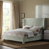 Penny King Bed - Elegant Upholstered Design with Curved Headboard for Luxurious Bedroom Makeover