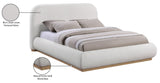 Vaughn Cream Linen Textured Bed - Cozy Platform Design with Solid Wood Base for Inviting Retreat