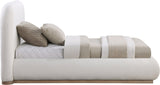 Vaughn Cream Linen Textured Bed - Cozy Platform Design with Solid Wood Base for Inviting Retreat