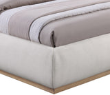 Vaughn Cream Linen Textured Bed - Cozy Platform Design with Solid Wood Base for Inviting Retreat