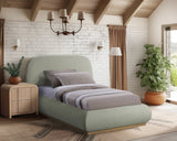 Vaughn Bed – Cozy Chenille Upholstered Platform Bed with Natural Wood Base for Modern Bedrooms