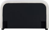 Vaughn Cream Bed - Cozy Linen Textured Fabric with Sturdy Black Wood Base for Ultimate Comfort
