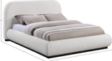 Vaughn Cream Bed - Cozy Linen Textured Fabric with Sturdy Black Wood Base for Ultimate Comfort