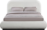 Vaughn Cream Bed - Cozy Linen Textured Fabric with Sturdy Black Wood Base for Ultimate Comfort