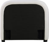 Vaughn Cream Bed - Cozy Linen Textured Fabric with Sturdy Black Wood Base for Ultimate Comfort