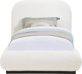 Vaughn Cream Boucle Bed - Cozy Contemporary Design with Sturdy Black Wood Base for Ultimate Comfort