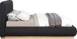 Rigby Art Deco King Bed in Rich Black Boucle Fabric with Fluted Base - Stylish & Modern Design