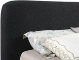 Rigby Art Deco King Bed in Elegant Black Boucle Fabric with Fluted Base - No Box Spring Needed
