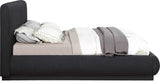 Rigby Art Deco King Bed in Elegant Black Boucle Fabric with Fluted Base - No Box Spring Needed