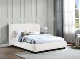 Rigby Art Deco King Bed in Elegant Black Boucle Fabric with Fluted Base - No Box Spring Needed