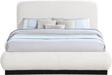 Rigby Art Deco King Bed in Elegant Black Boucle Fabric with Fluted Base - No Box Spring Needed