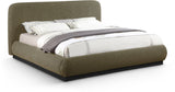 Rigby Art Deco King Bed in Elegant Black Boucle Fabric with Fluted Base - No Box Spring Needed