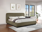 Rigby Art Deco King Bed in Elegant Black Boucle Fabric with Fluted Base - No Box Spring Needed