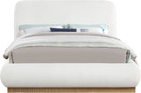 Rigby Art Deco King Bed in Rich Brown Linen Fabric with Fully Slatted Design and Natural Finish