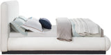 Rigby Art Deco King Bed in Rich Cream Linen with Fluted Black Base – Stylish, Slatted Design & Easy Assembly