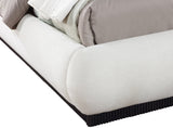 Rigby Art Deco King Bed in Rich Cream Linen with Fluted Black Base – Stylish, Slatted Design & Easy Assembly