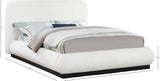 Rigby Art Deco King Bed in Rich Cream Linen with Fluted Black Base – Stylish, Slatted Design & Easy Assembly