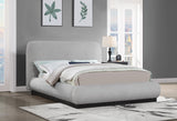 Rigby Art Deco King Bed in Rich Cream Linen with Fluted Black Base – Stylish, Slatted Design & Easy Assembly