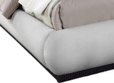Rigby Art Deco King Bed in Rich Cream Linen with Fluted Black Base – Stylish, Slatted Design & Easy Assembly