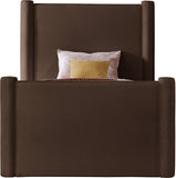 Elias Velvet Twin Bed - Elegant Minimalist Design with Solid Wood Frame for Contemporary Bedrooms
