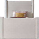 Elias Velvet Twin Bed - Elegant Minimalist Design with Solid Wood Frame for Contemporary Bedrooms
