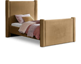 Elias Velvet Twin Bed - Elegant Minimalist Design with Solid Wood Frame for Contemporary Bedrooms